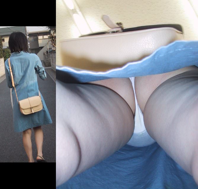 パンツがお尻に食い込んでるTバック尻の逆さ撮りパンチラ画像 2526