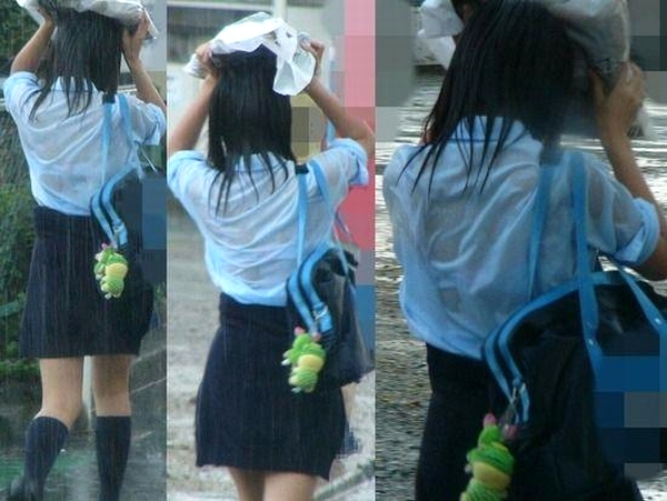 【※勃起不可避】突然の雨でJKのブラジャーがスッケスケ！通常の10倍エ□い濡れJK画像ｗｗｗｗ numo2